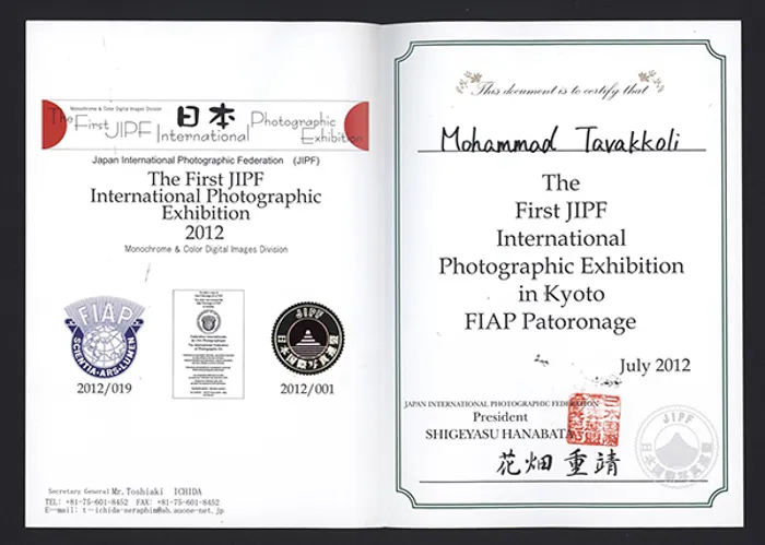 JIPF International Exhibition Kyoto 2012 — FIAP Patronage